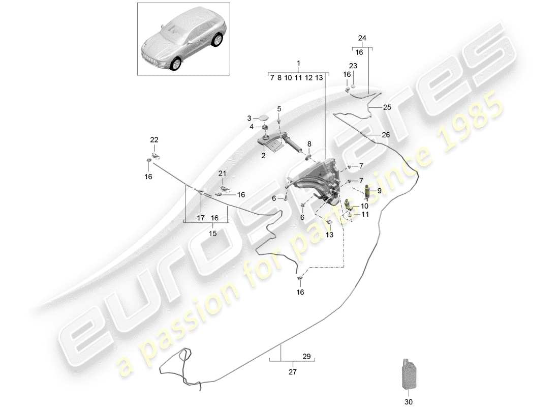 porsche 2018 (macan) unité de lave- rondelle schéma des pièces