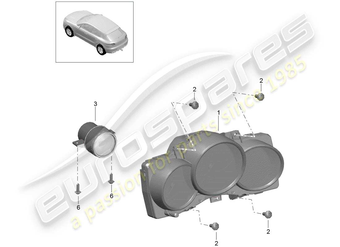 porsche 2016 (macan) groupe d'instruments schéma des pièces