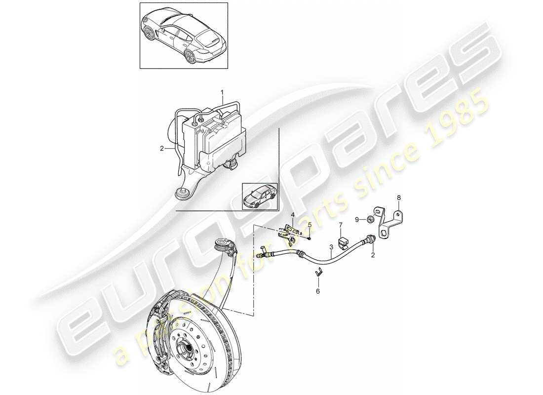 porsche 2010 (panamera 970) conduites de frein schéma des pièces
