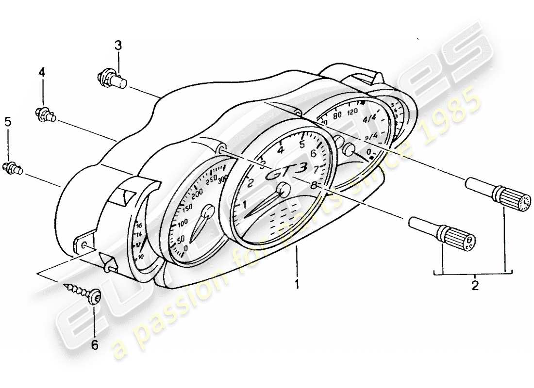 porsche 2002 (996 gt3) instruments - complets schéma des pièces