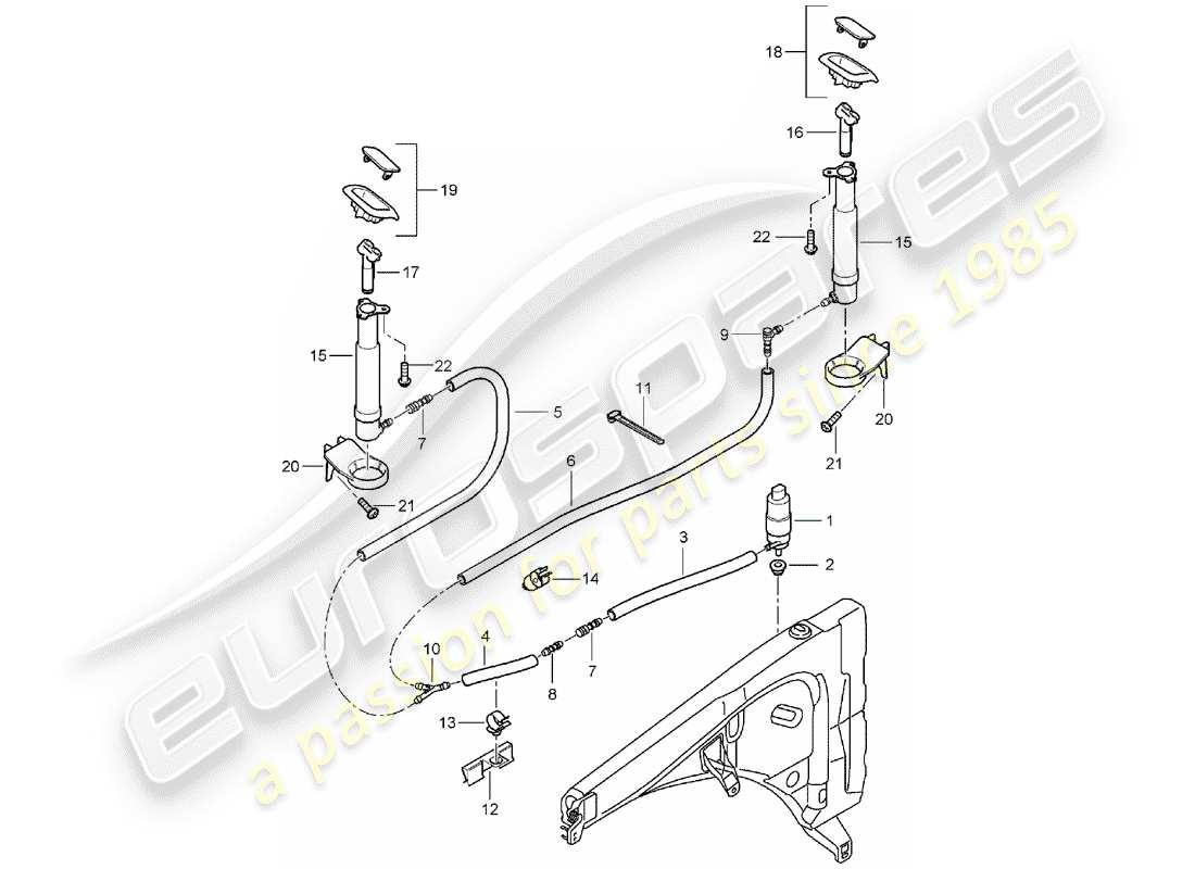 porsche 2005 (cayenne e1 9pa) système de lave- rondelle schéma des pièces