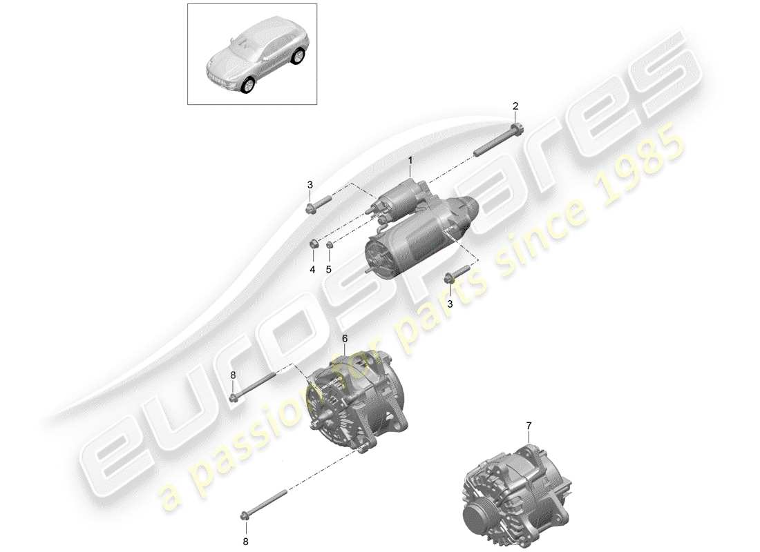 porsche 2018 (macan) entrée schéma des pièces