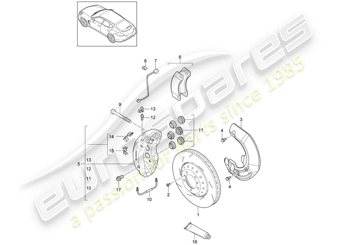 porsche 2010 (panamera 970) freins à disque schéma des pièces