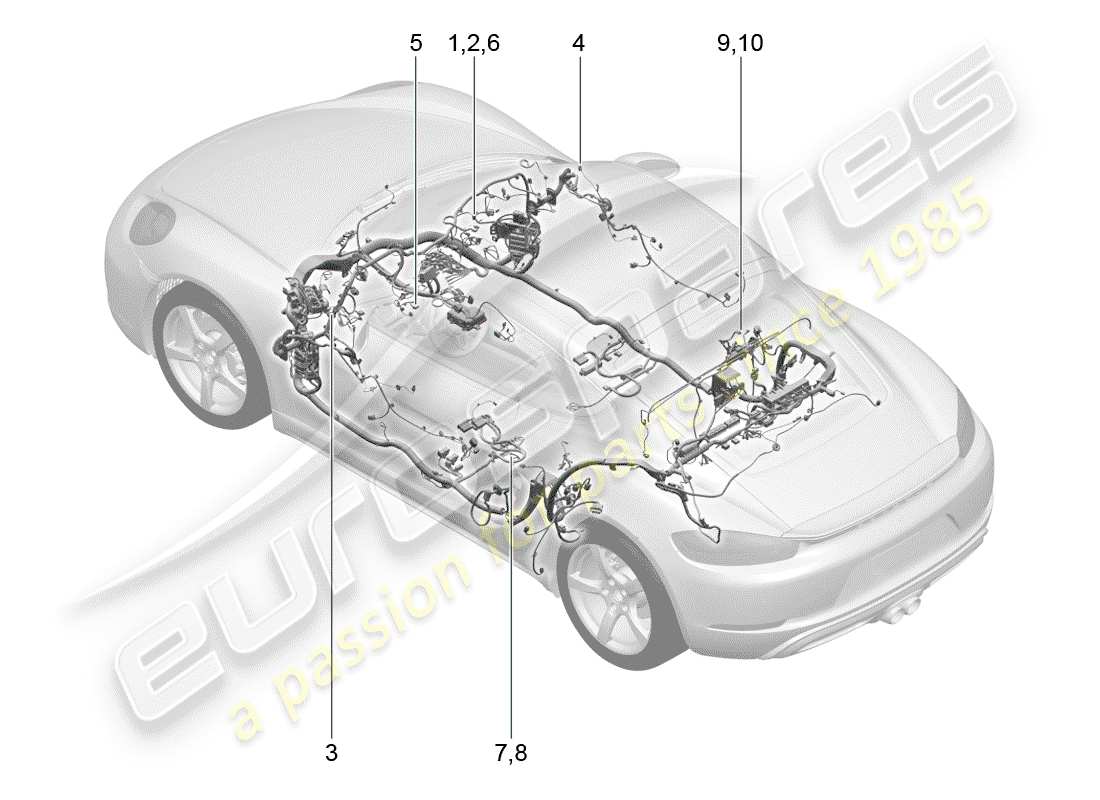 porsche 2017 (718 cayman) faisceaux de câbles schéma des pièces