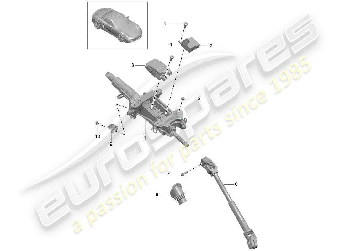porsche 2015 (981 boxster) colonne de direction schéma des pièces