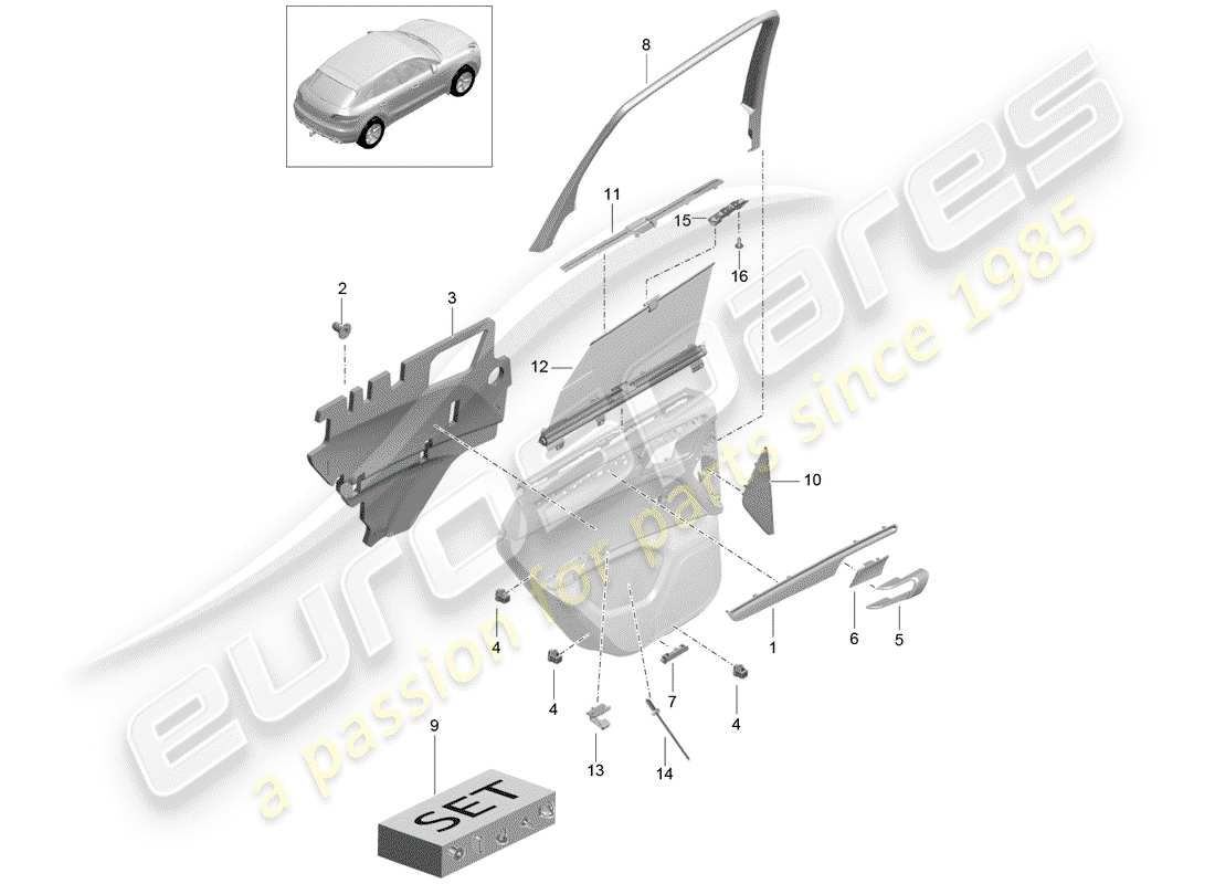 porsche 2015 (macan) accessoires schéma des pièces