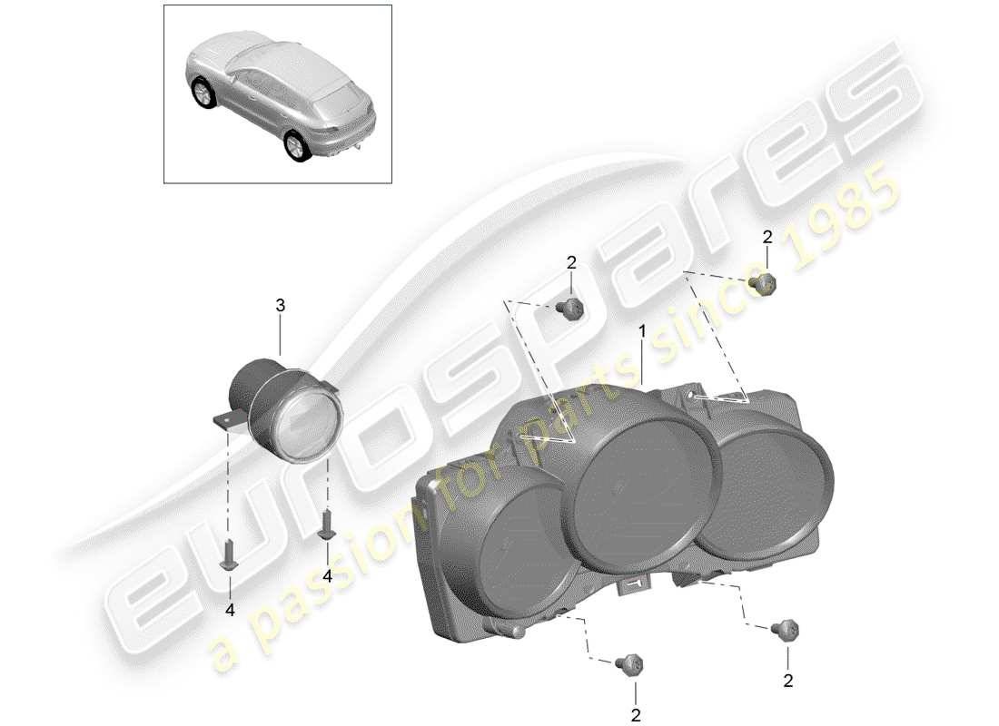 porsche 2016 (macan) groupe d'instruments schéma des pièces