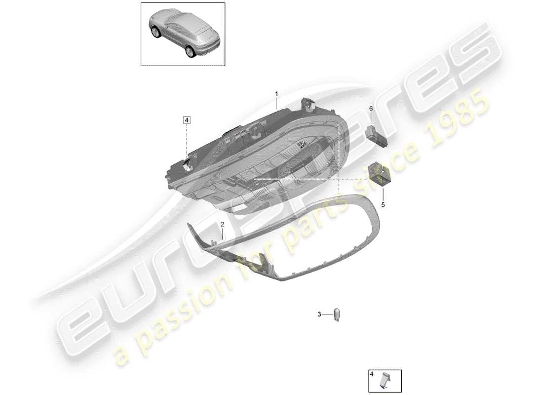 porsche 2019 (macan) schéma des pièces du support
