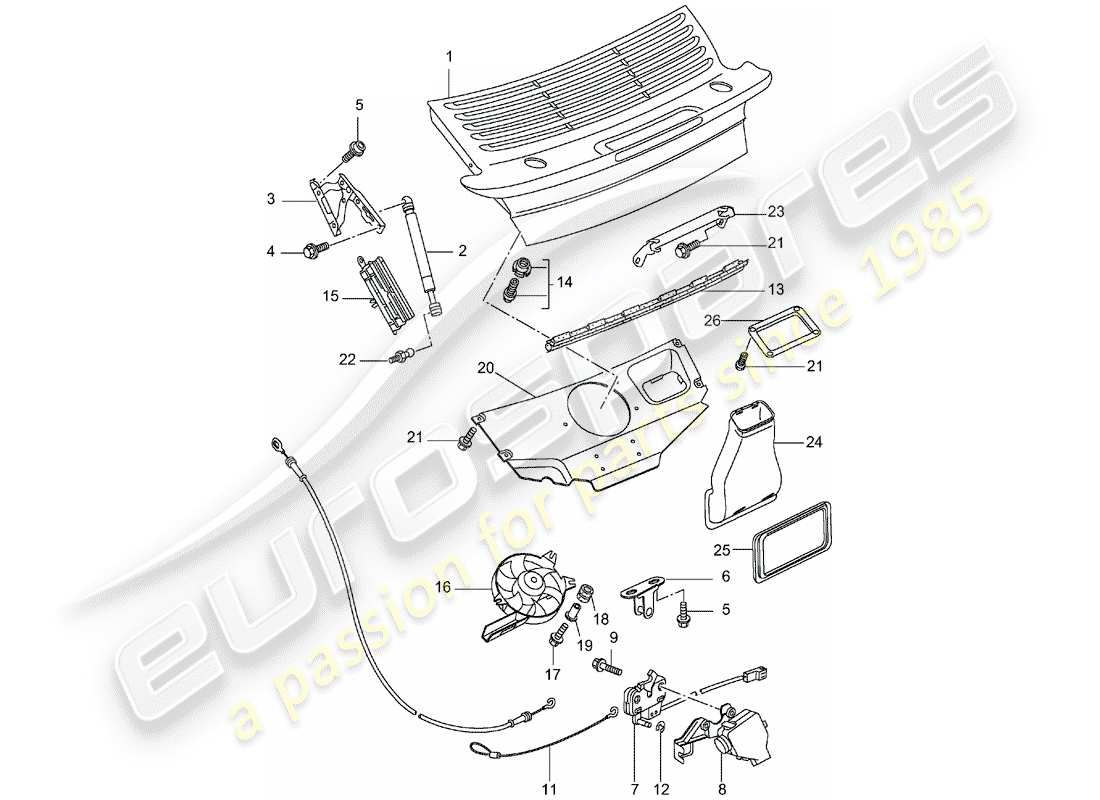 porsche 2001 (996 turbo / gt2) couverture diagramme de pièce