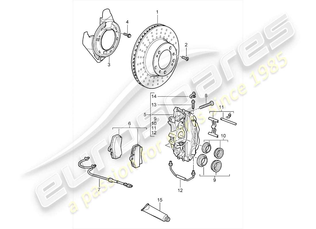 porsche 2008 (987 cayman) freins à disque schéma des pièces