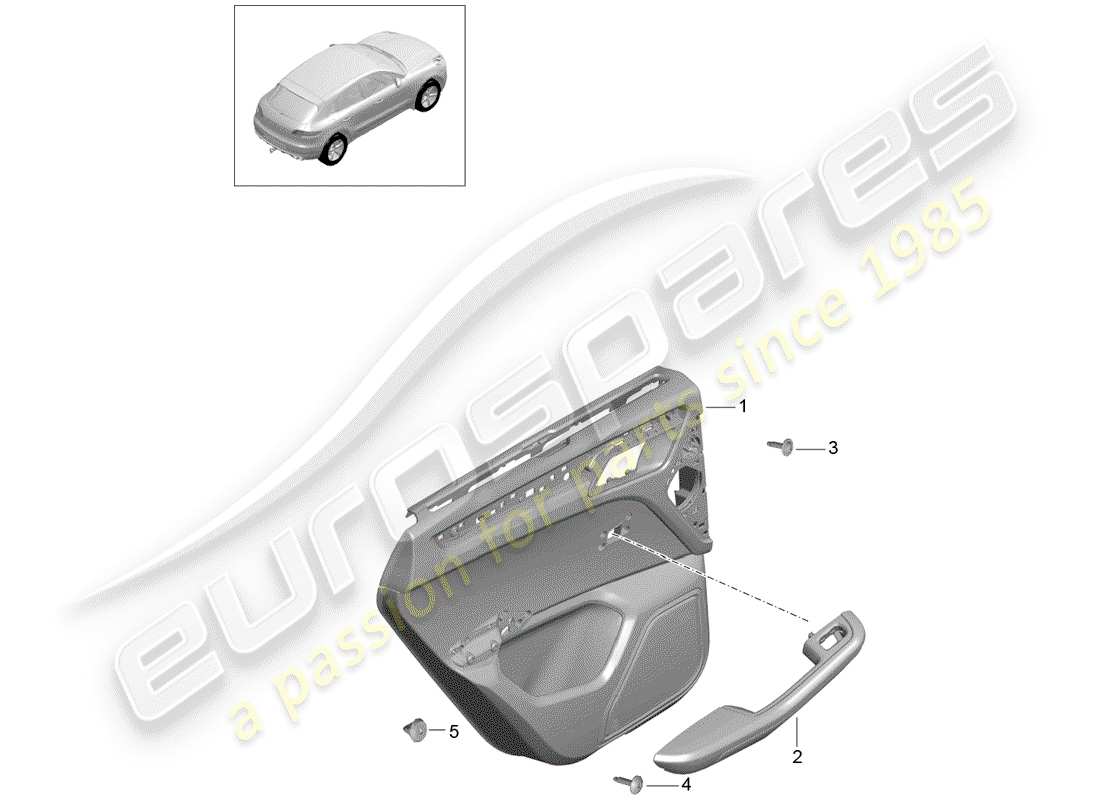 porsche 2015 (macan) panneau de porte schéma des pièces