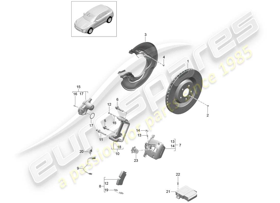 porsche 2018 (macan) freins à disque schéma des pièces