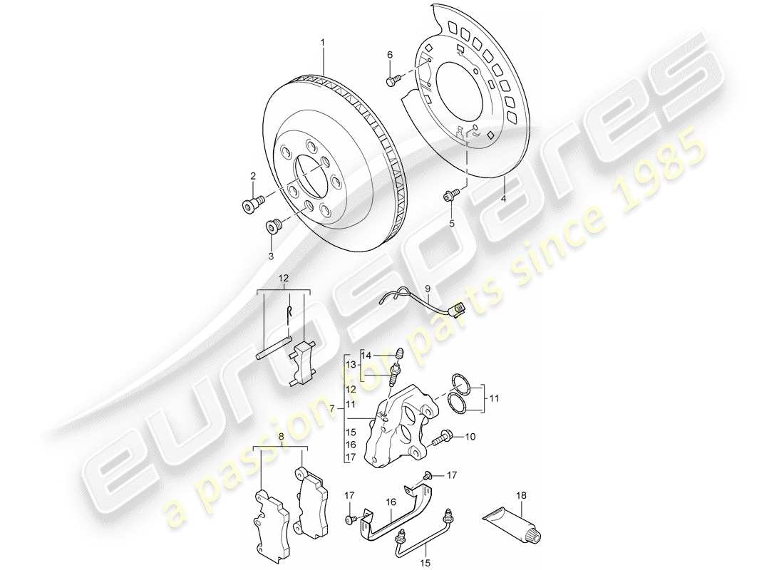 porsche 2010 (cayenne e1 9pa) freins à disque schéma des pièces