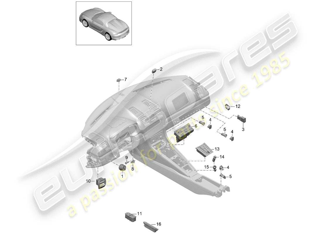 porsche 2016 (981 boxster spyder) changer schéma des pièces