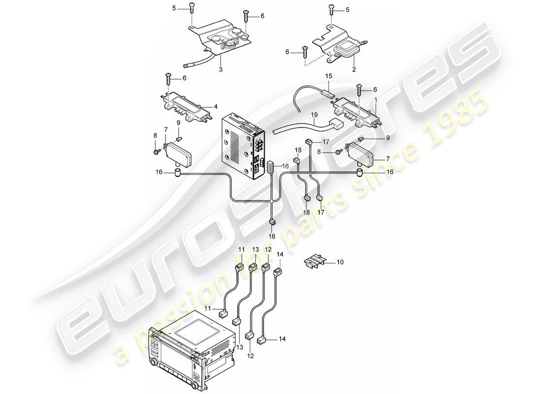 porsche 2007 (cayenne e1 9pa) amplificateur d'antenne schéma des pièces