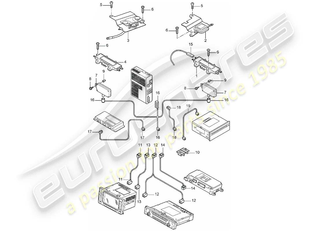 porsche 2004 (cayenne e1 9pa) amplificateur d'antenne schéma des pièces