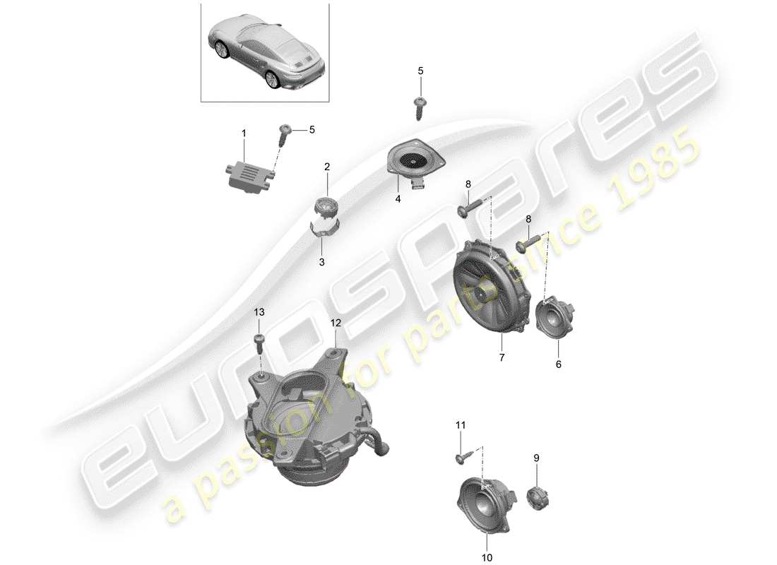porsche 2014 (991-1 turbo) haut-parleur schéma des pièces