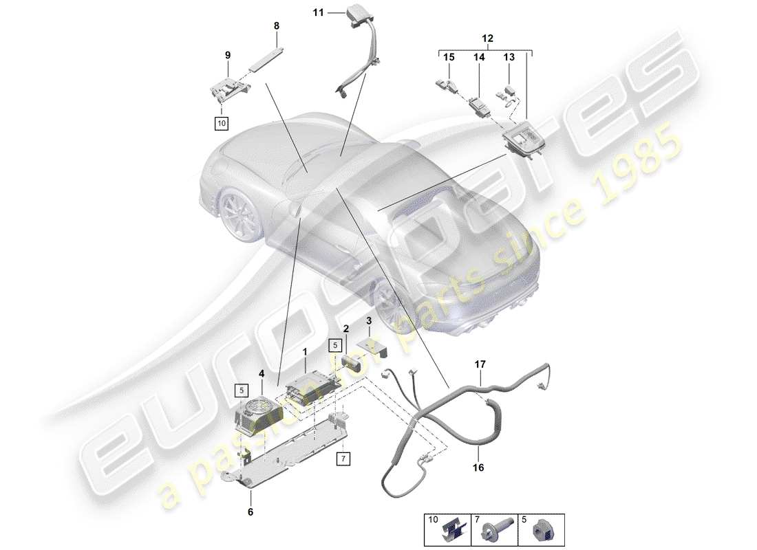 porsche 2020 (718 boxster spyder) pour les véhicules avec téléphone schéma des pièces