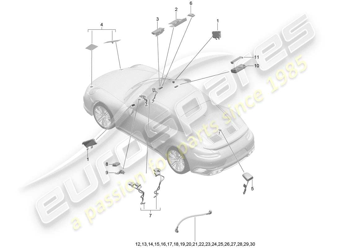 porsche 2016 (991-1 turbo) antenne schéma des pièces
