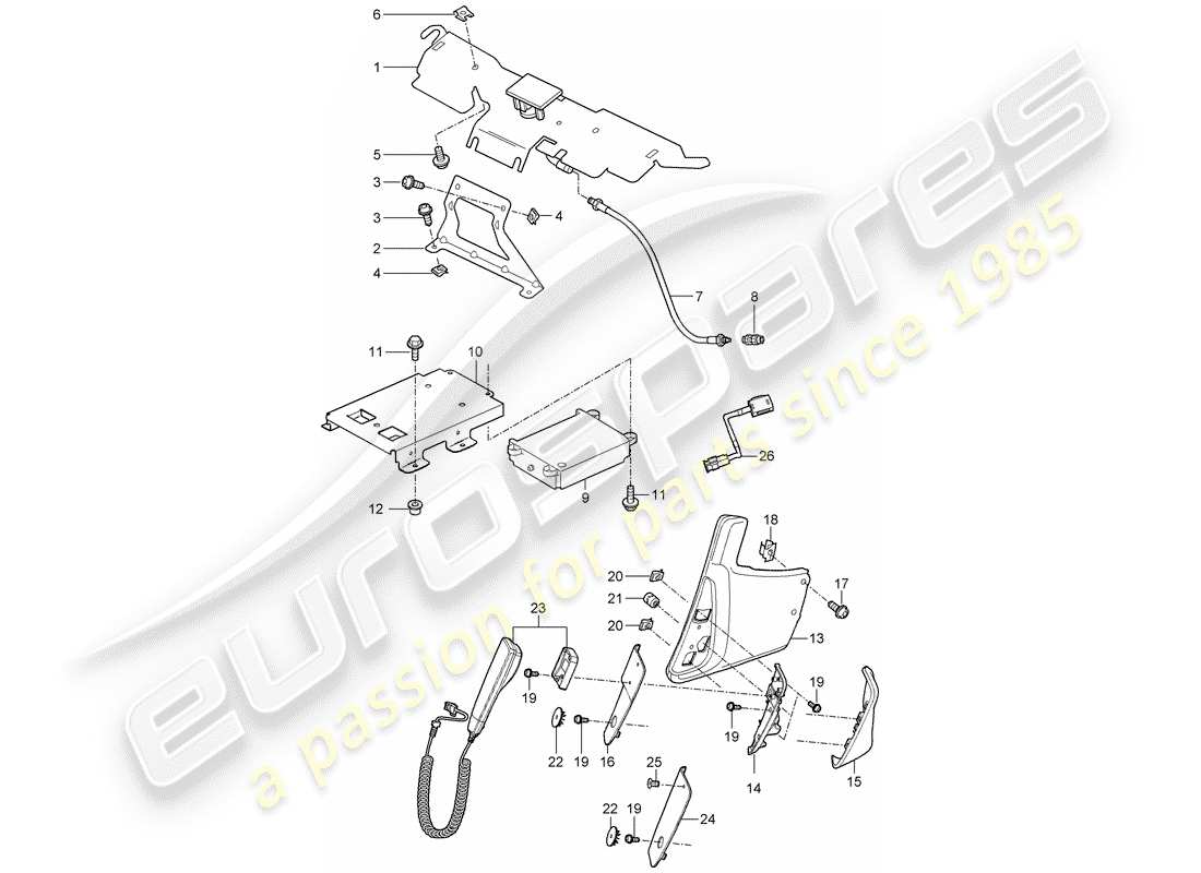 porsche 2008 (997-1 turbo / gt2) téléphone schéma des pièces