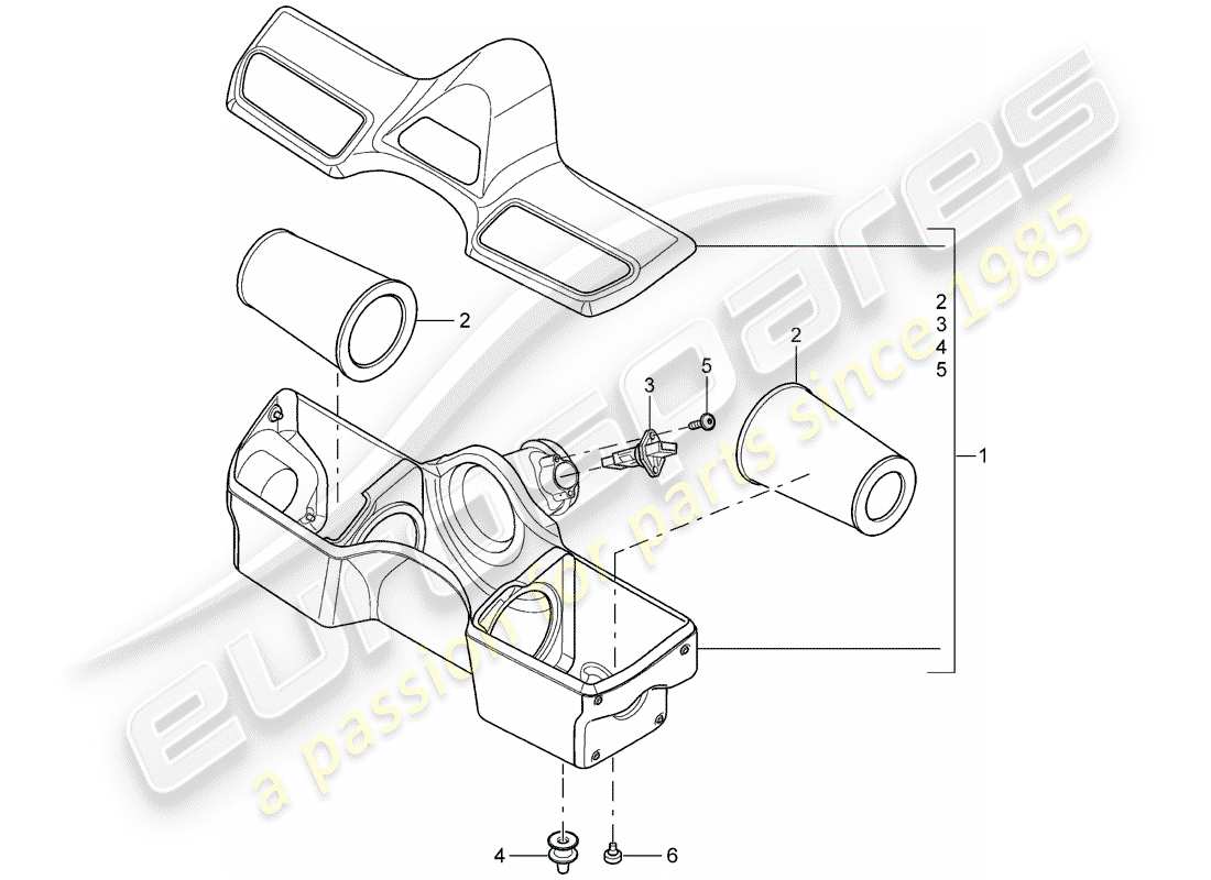 porsche 2008 (997-1 gt3) schéma des pièces du filtre à air