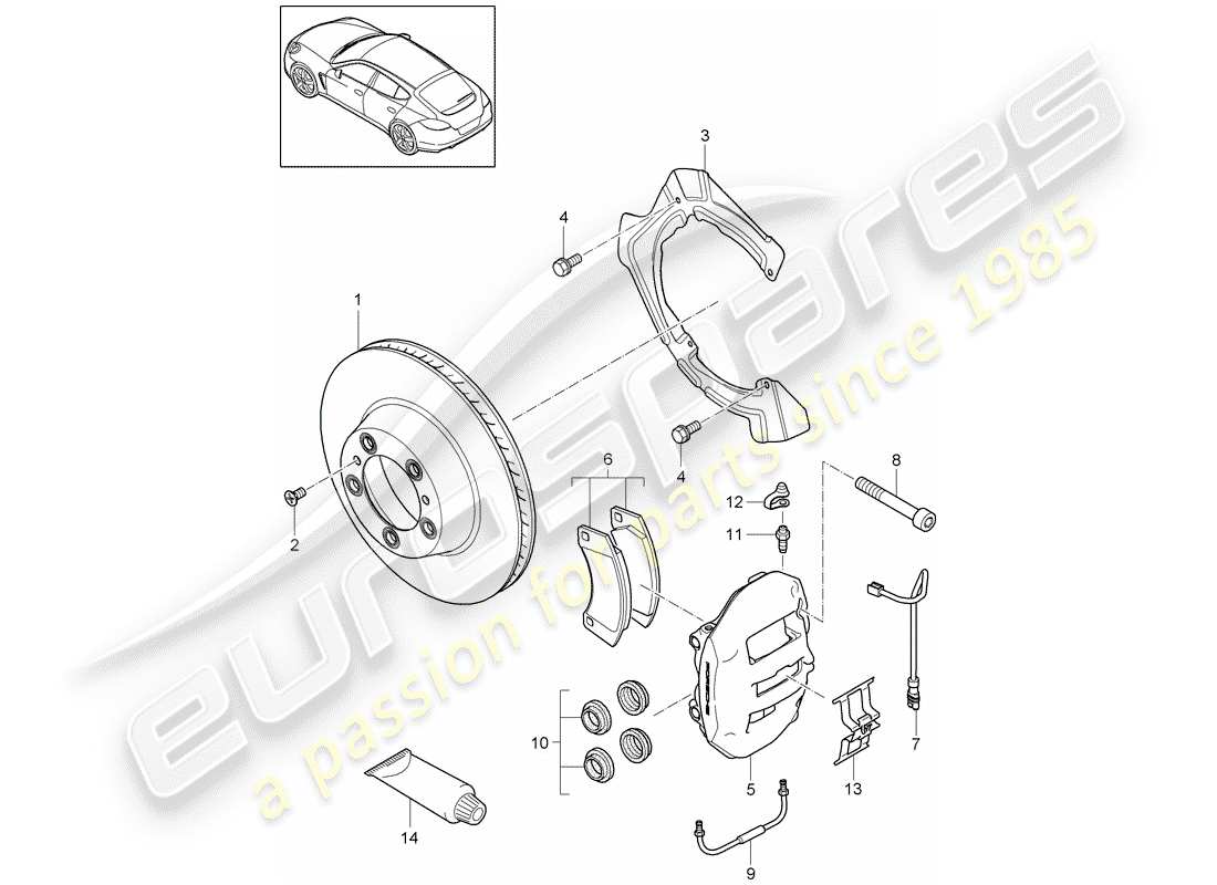 porsche 2010 (panamera 970) freins à disque schéma des pièces