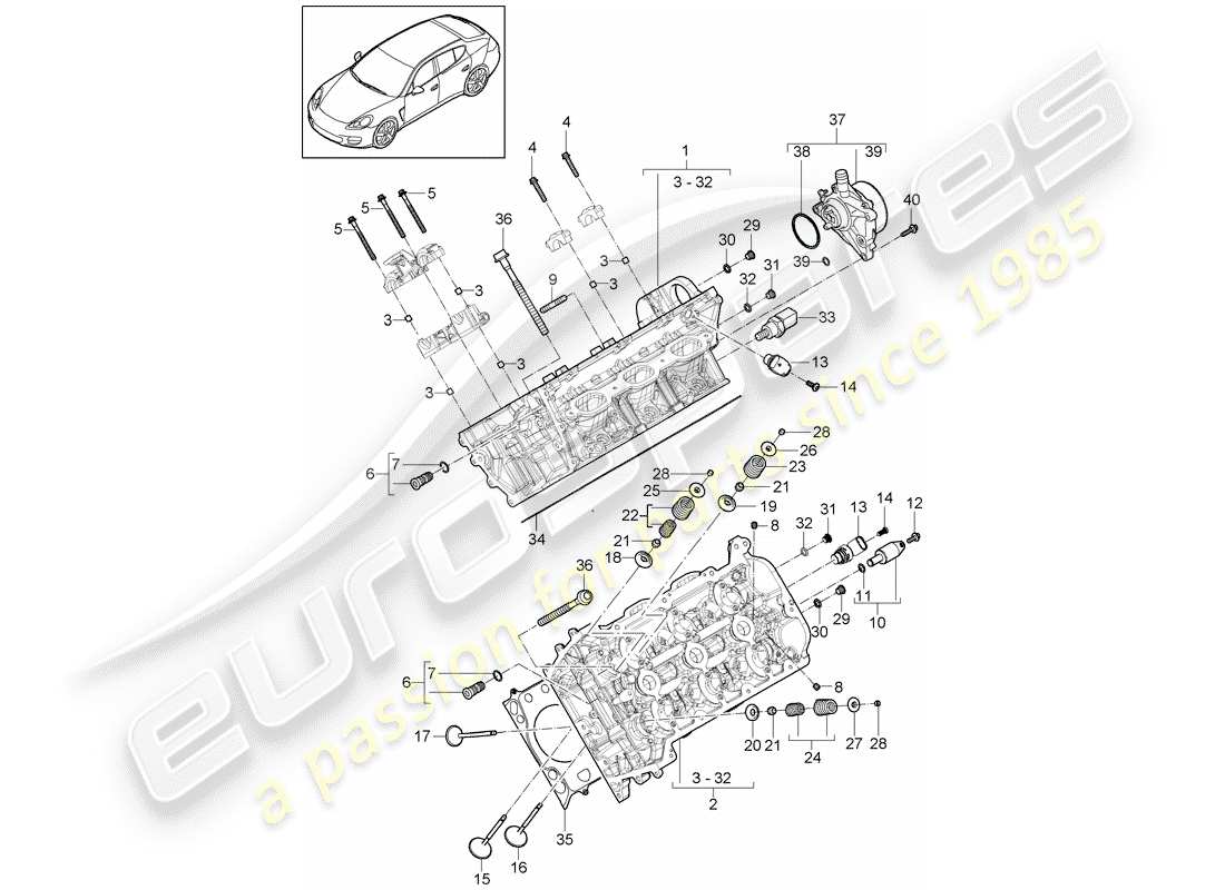 porsche 2010 (panamera 970) culasse schéma des pièces