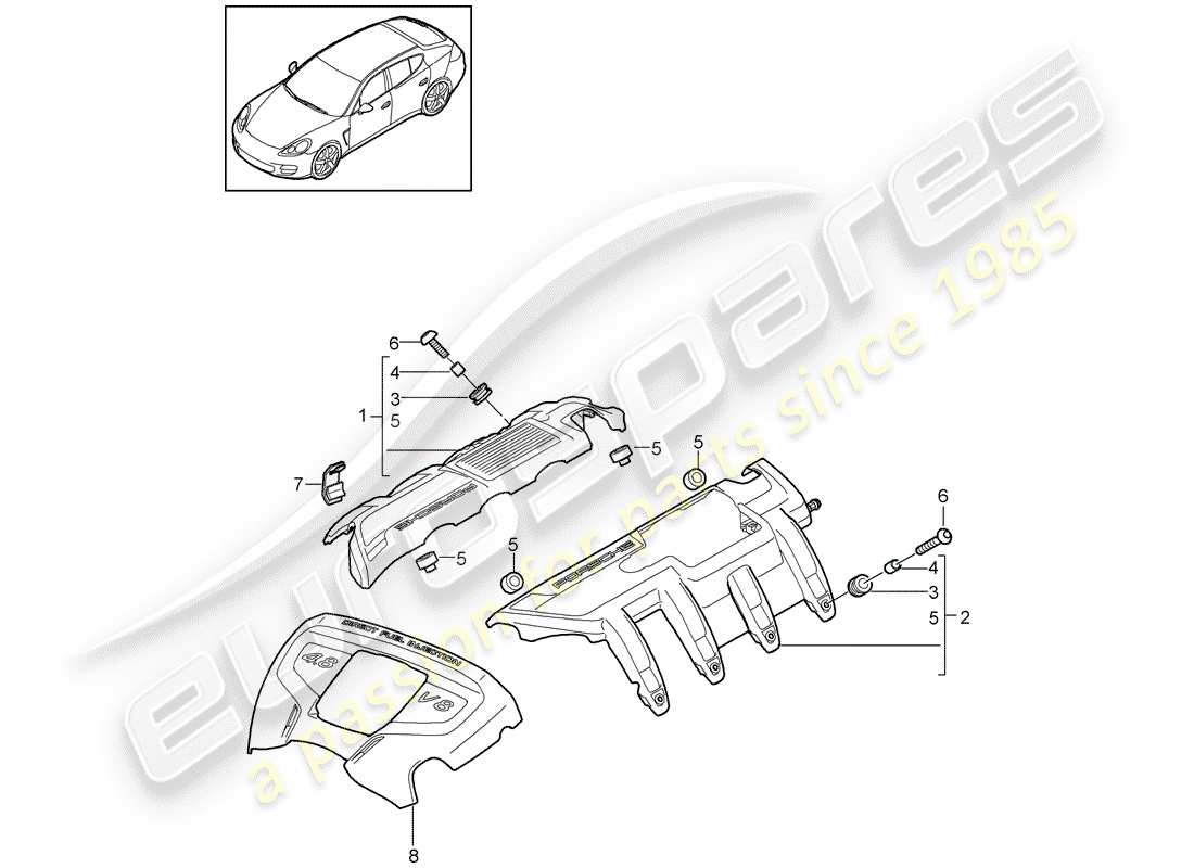 porsche 2010 (panamera 970) couvercle moteur schéma des pièces