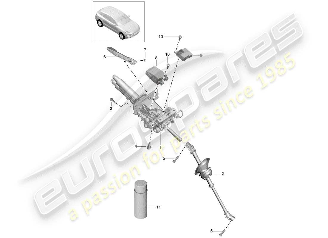 porsche 2015 (macan) colonne de direction schéma des pièces