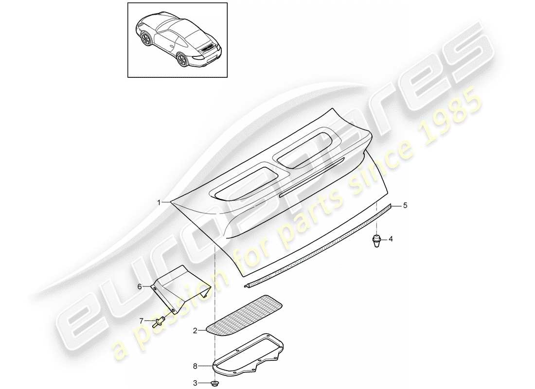 porsche 2011 (997-2) couvercle de spoiler schéma des pièces