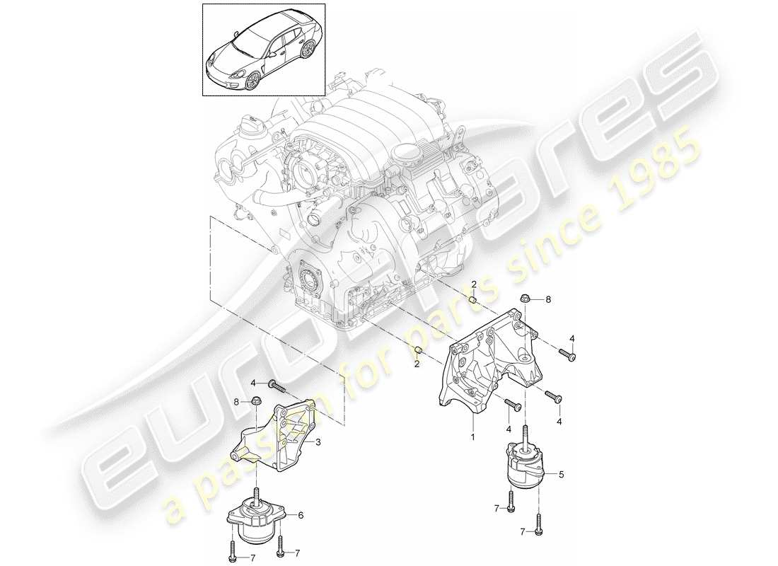 porsche 2012 (panamera 970) suspension du moteur schéma des pièces