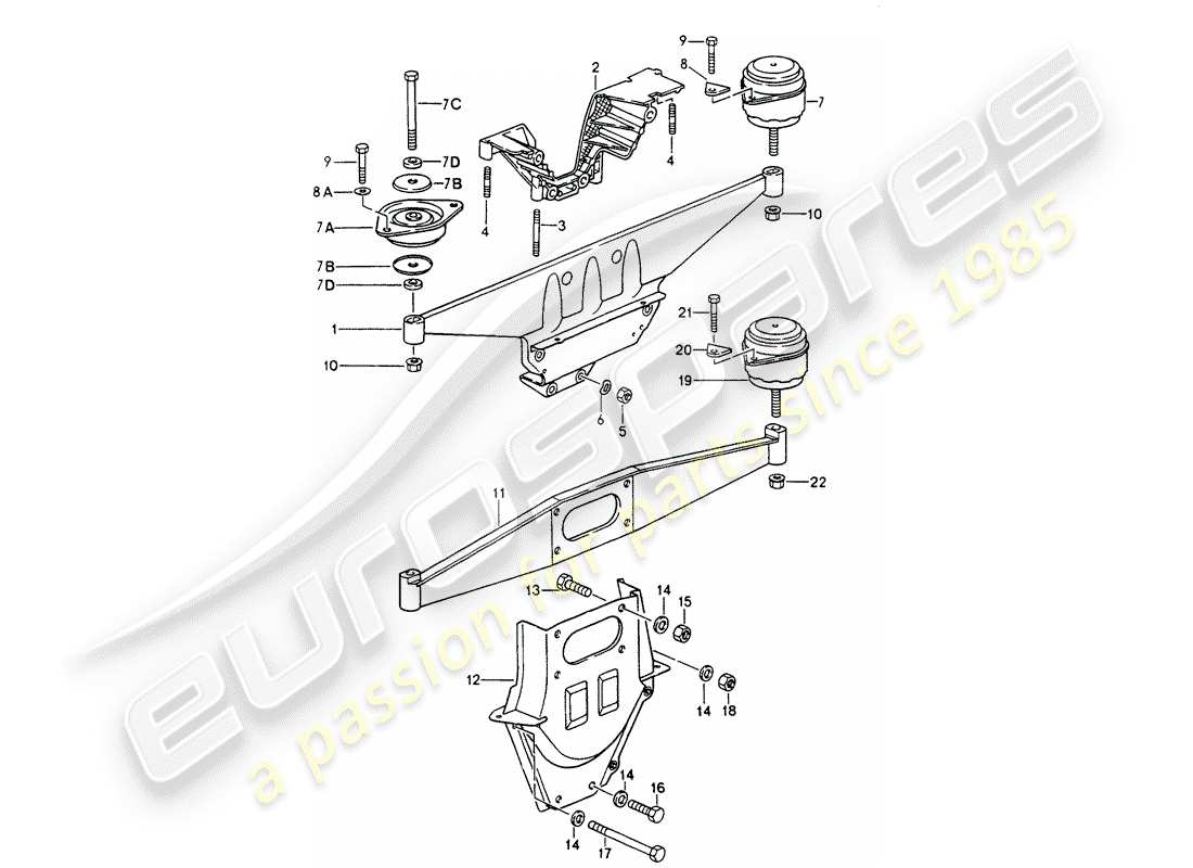 porsche 1990 (964) suspension du moteur schéma des pièces
