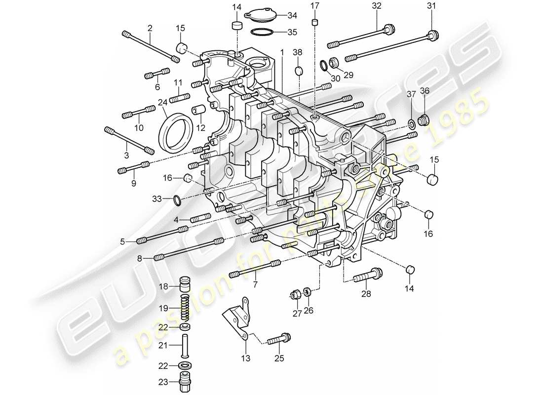 porsche 2008 (997-1 gt3) carter moteur schéma des pièces