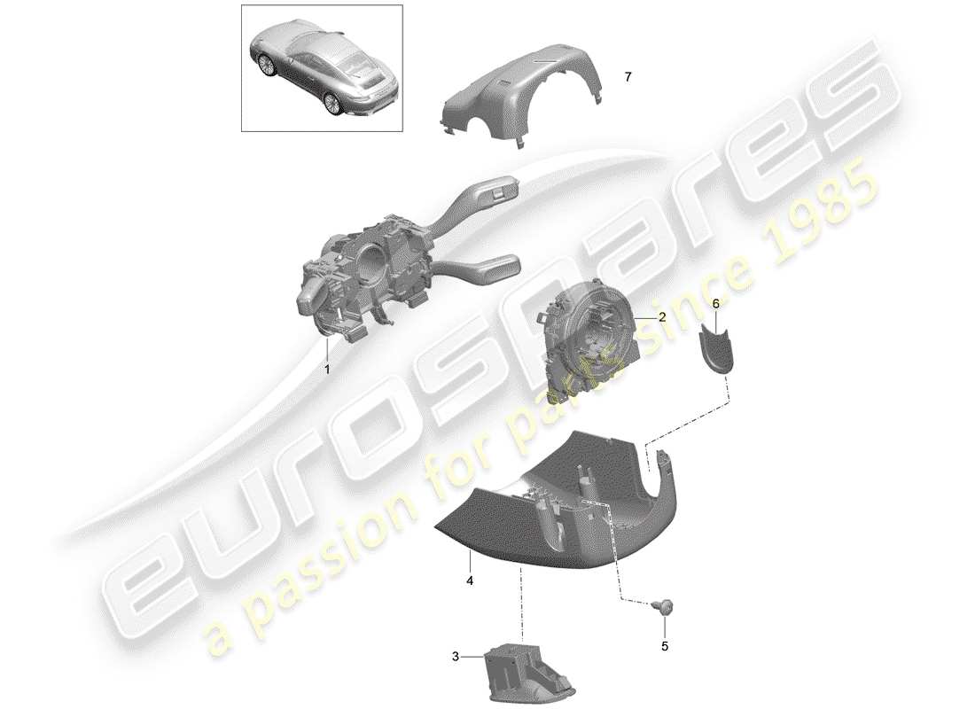 porsche 2017 (991-2) commutateur de colonne de direction schéma des pièces