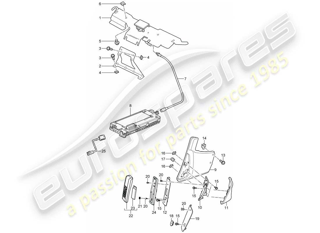 porsche 2013 (997-2 turbo / gt2 rs) téléphone schéma des pièces
