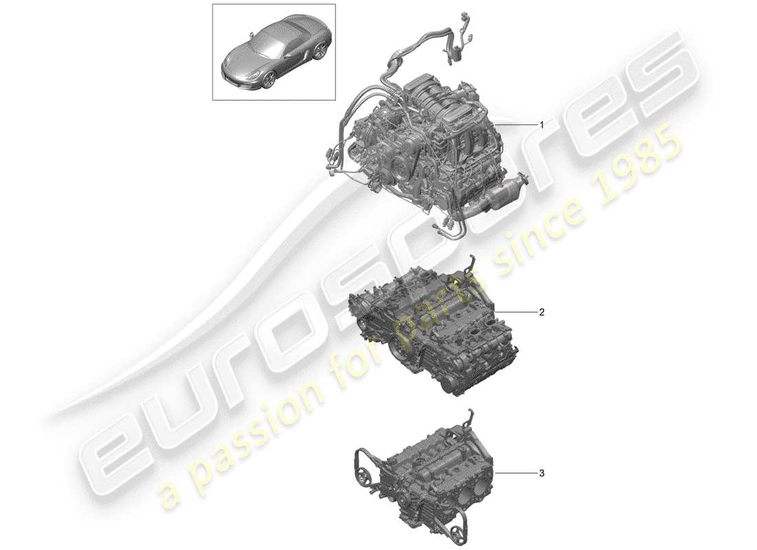 porsche 2015 (981 boxster) moteur de remplacement schéma des pièces