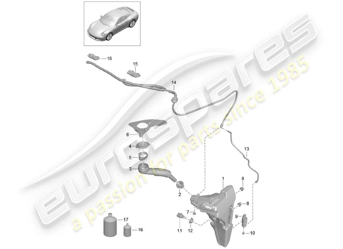 porsche 2017 (991-2) unité de lave- rondelle schéma des pièces