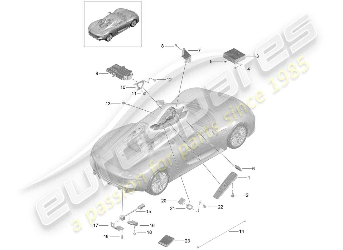 porsche 2015 (918 spyder) schéma des pièces de l'unité radio