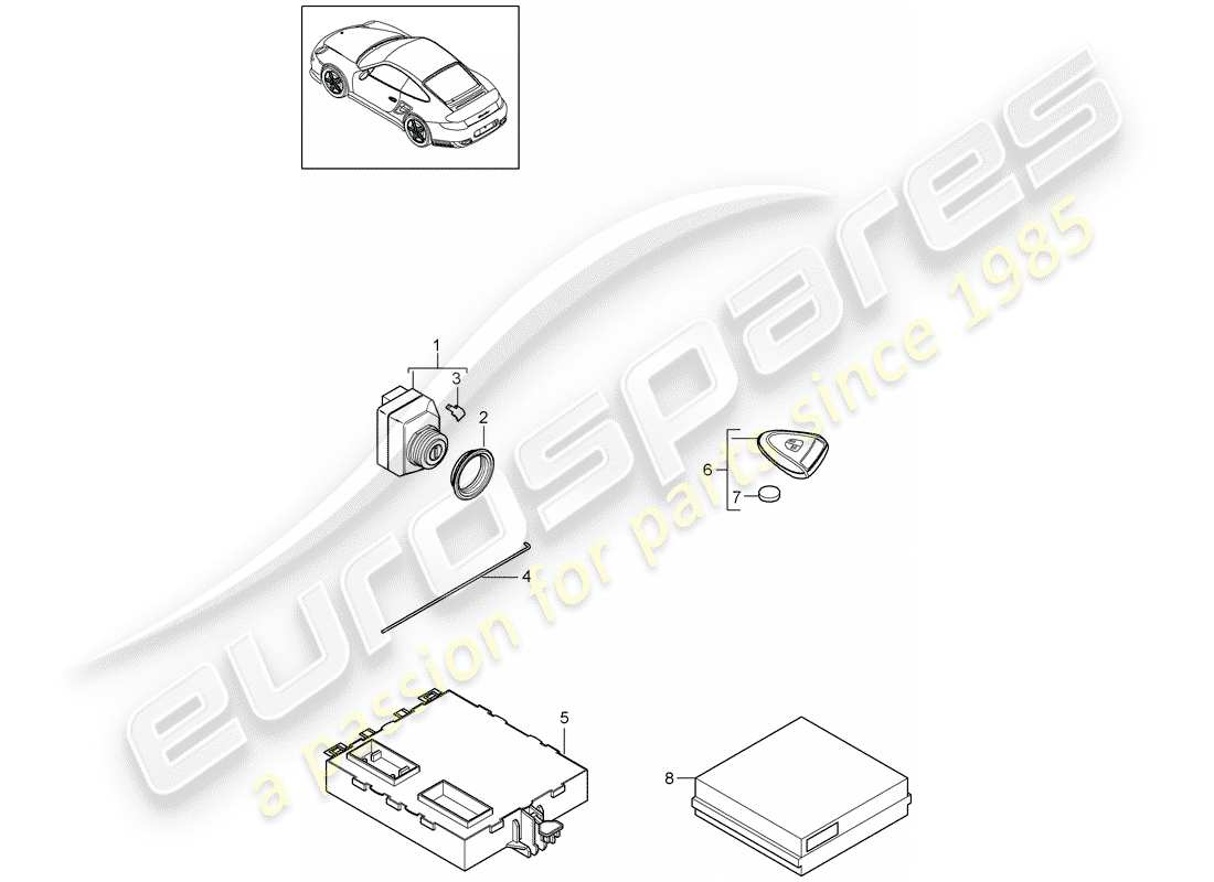 porsche 2011 (997-2 turbo / gt2 rs) unités de commande schéma des pièces