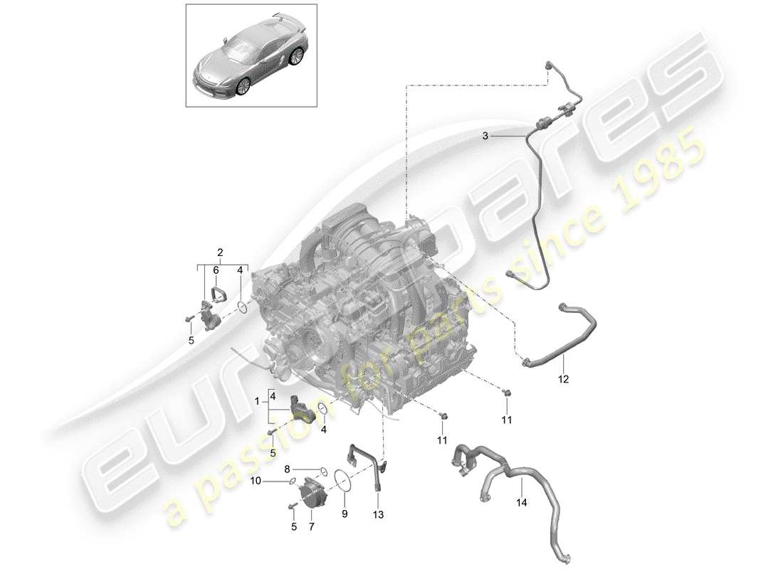 porsche 2016 (981 cayman gt4) carter schéma des pièces