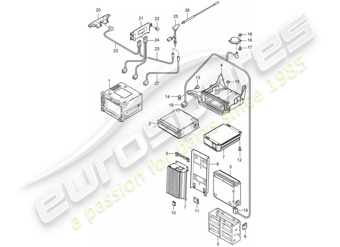 porsche 2010 (997-2 gt3) unité radio schéma des pièces