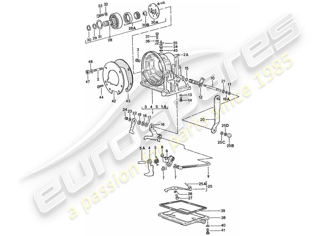 porsche 1986 (924s) carter de transmission - transmission automatique schéma des pièces