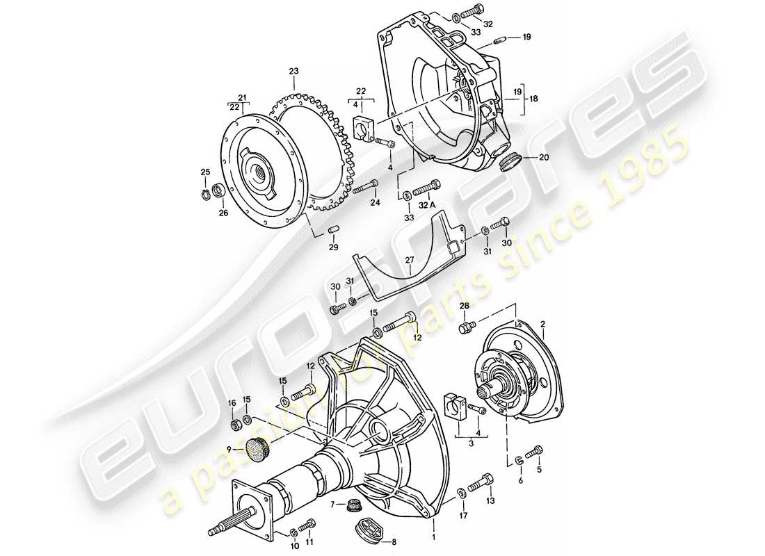 porsche 1988 (924s) tube central - transmission automatique schéma des pièces