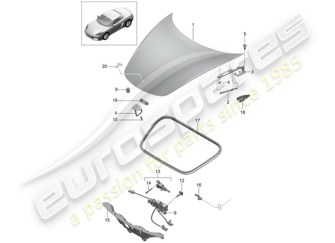 porsche 2018 (718 boxster) couverture diagramme de pièce