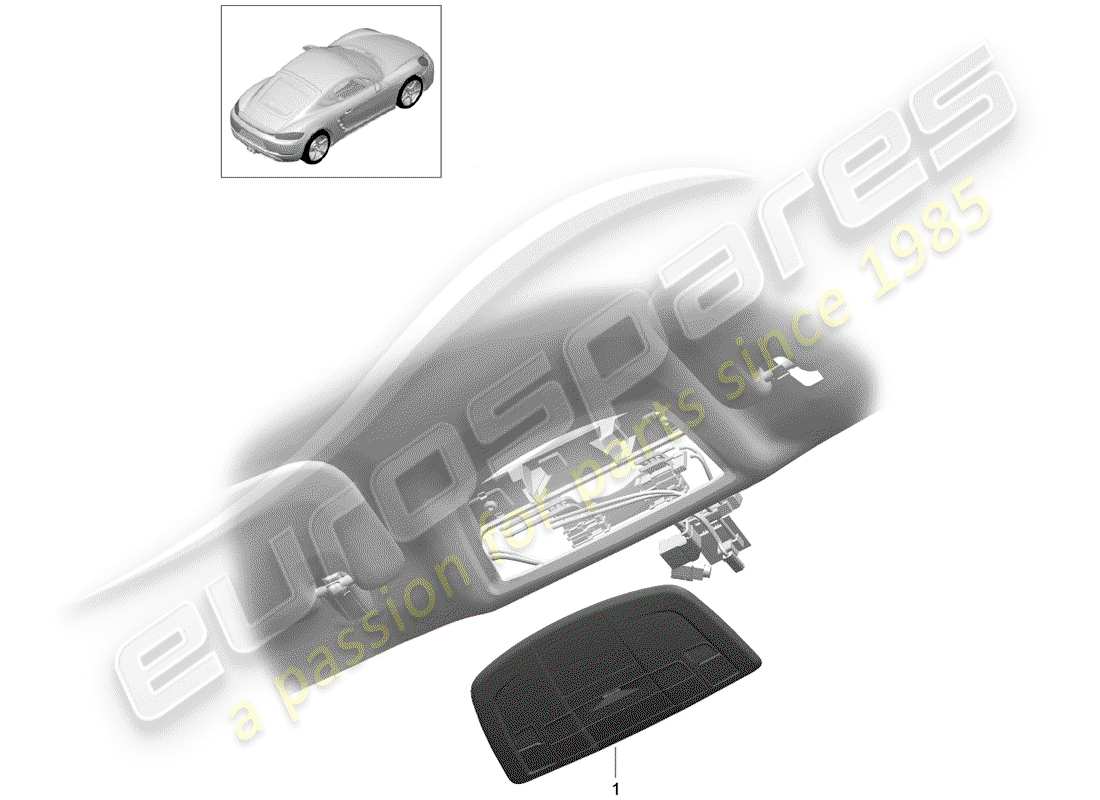 porsche 2020 (718 cayman) schéma des pièces du support