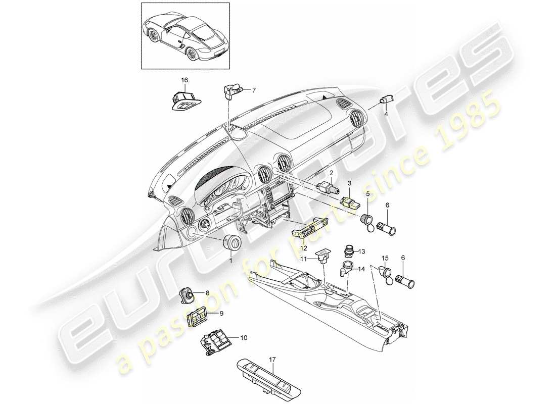 porsche 2012 (987 cayman) changer schéma des pièces