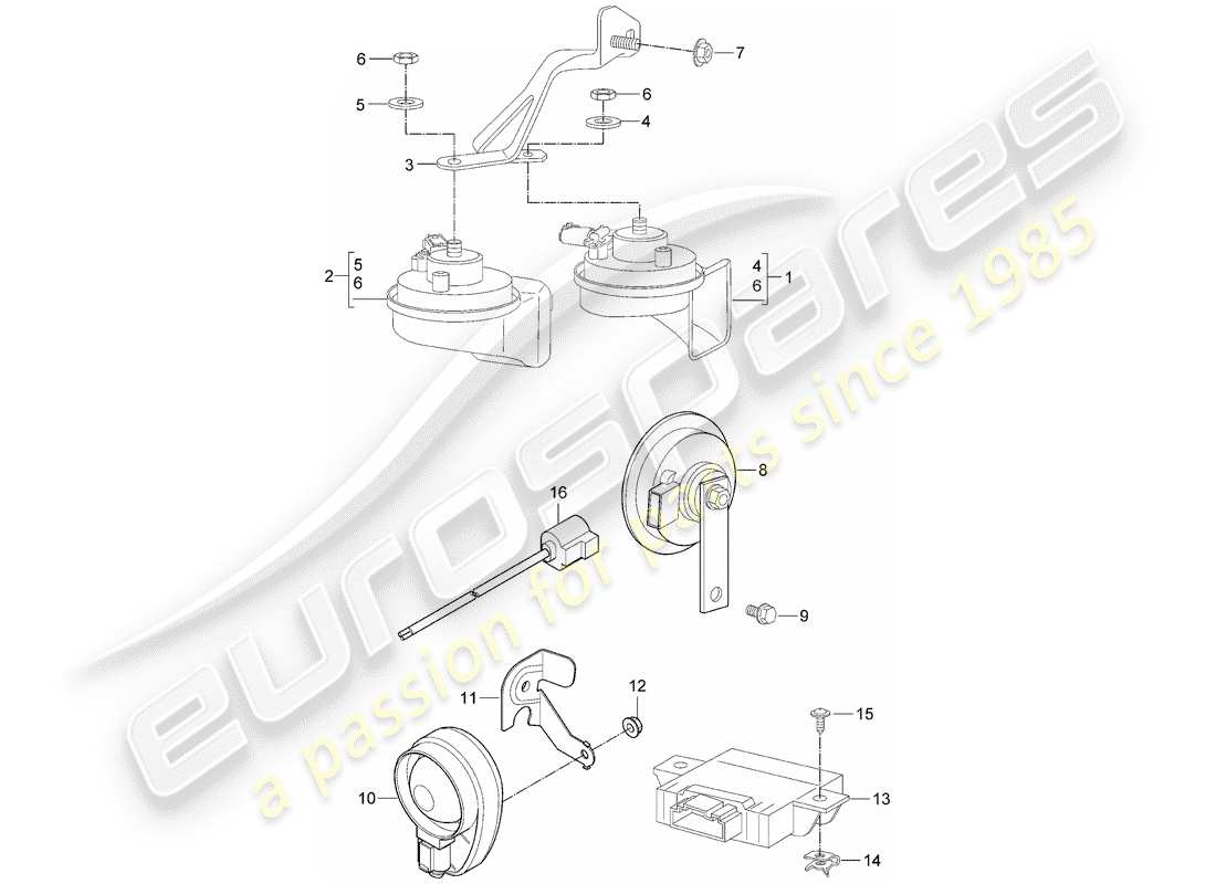 porsche 2012 (997-2) klaxon de fanfare schéma des pièces