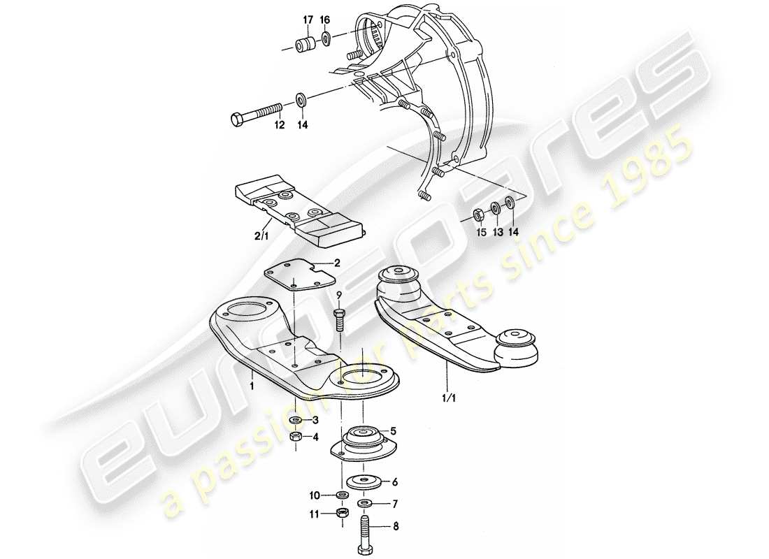 porsche 1975 (911) suspension de transmission schéma des pièces