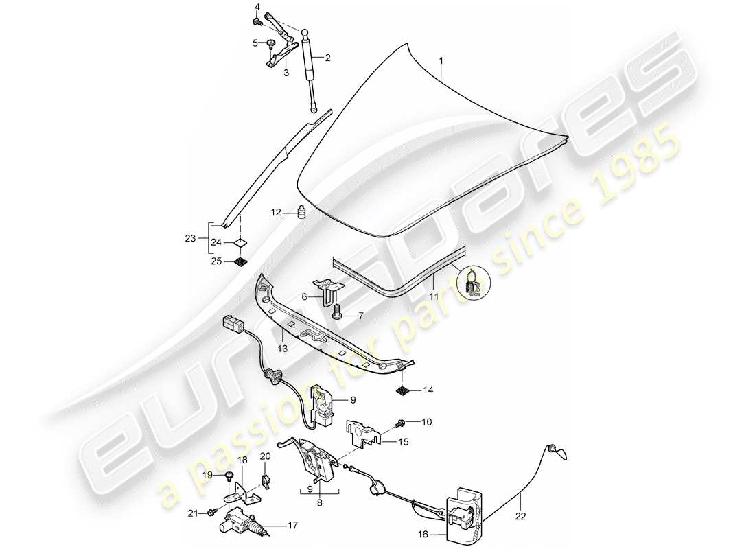porsche 2008 (997-1 gt3) couverture diagramme de pièce