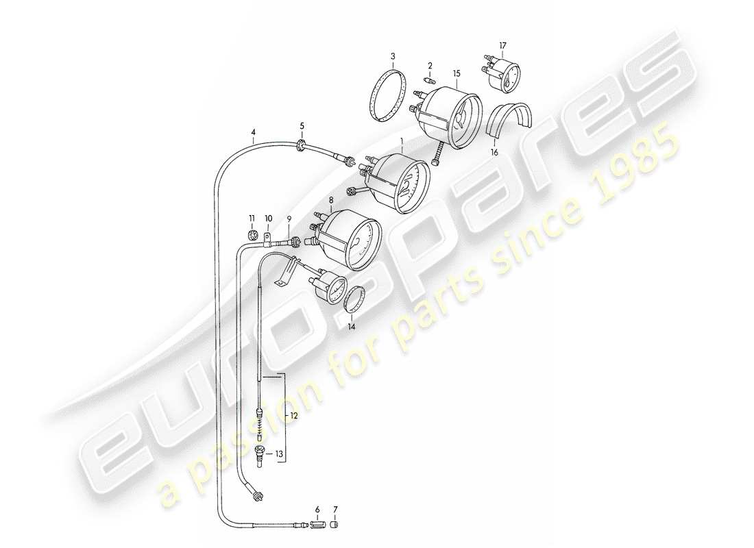 porsche 1953 (356/356a) instruments schéma des pièces